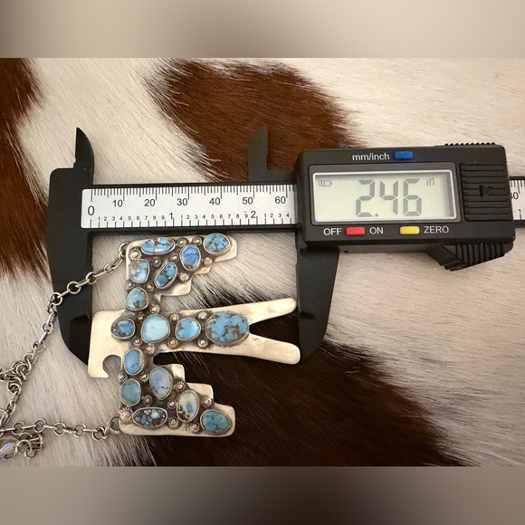 ❤️ Golden Hills Turquoise Thunderbird ADJ Statement Necklace 22.5” Unisex 33Gram - Picture 16 of 17